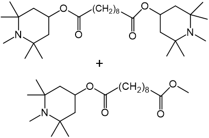 mixture of: Bis(1,2,2,6,6- pentamethyl-4-piperidinyl)-sebacate and 1-(Methyl)- 8-(1,2,2,6,6-pentamethyl-4-piperidinyl)-sebacate

CAS No.:  41556-26-7 & 82919-37-7