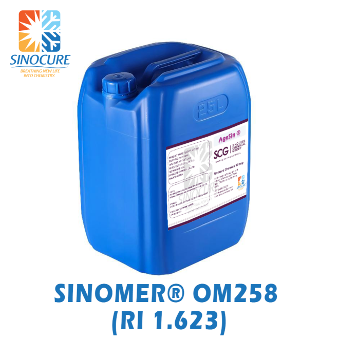 SINOMER® OM258 is a Refractive index 1.623 mercapto optical monomer with high refractive index and high reactivity. It is suitable for optical materials, lens materials, electronics, coatings and adhesives.