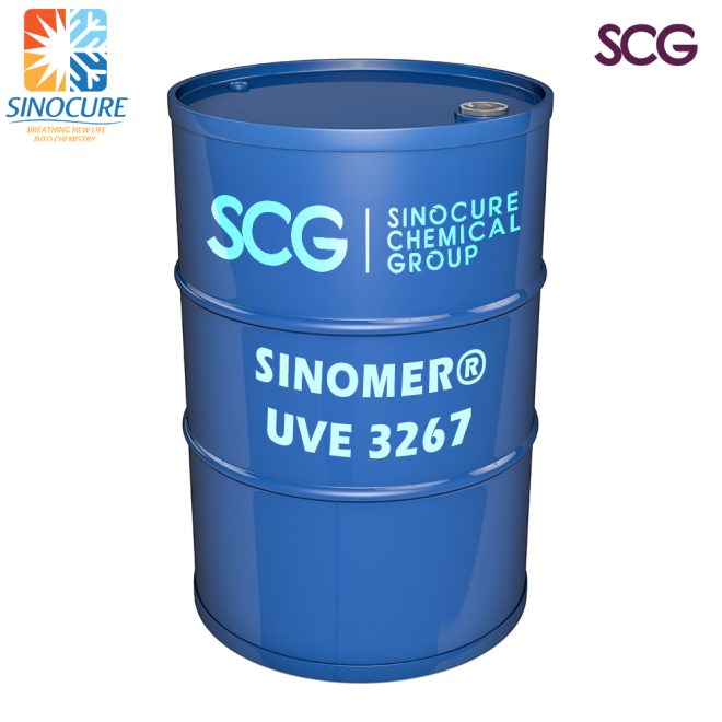 SINOMER UVE3267 is a difunctional modified epoxy acrylate with good wetting and leveling, fast curing speed, excellent yellowing resistance and good toughness. It is used in cabinet coating and white paint system with high fullness.