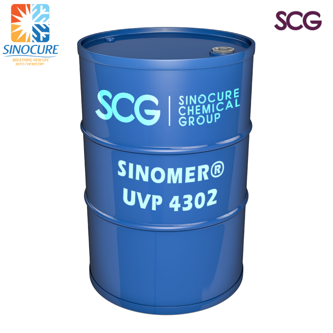 SINOMER UVP4302 is a trifunctional polyester acrylate with fast curing speed, good yellowing resistance, high hardness, good leveling and good wettability.