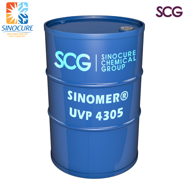 SINOMER® UVP4305 is a trifunctional polyester acrylate with the advantages of low viscosity, fast curing speed, high gloss, high hardness and good yellowing resistance. It can significantly improve the hardness of paint when used in wood/PVC floor/plastic spray topcoat.